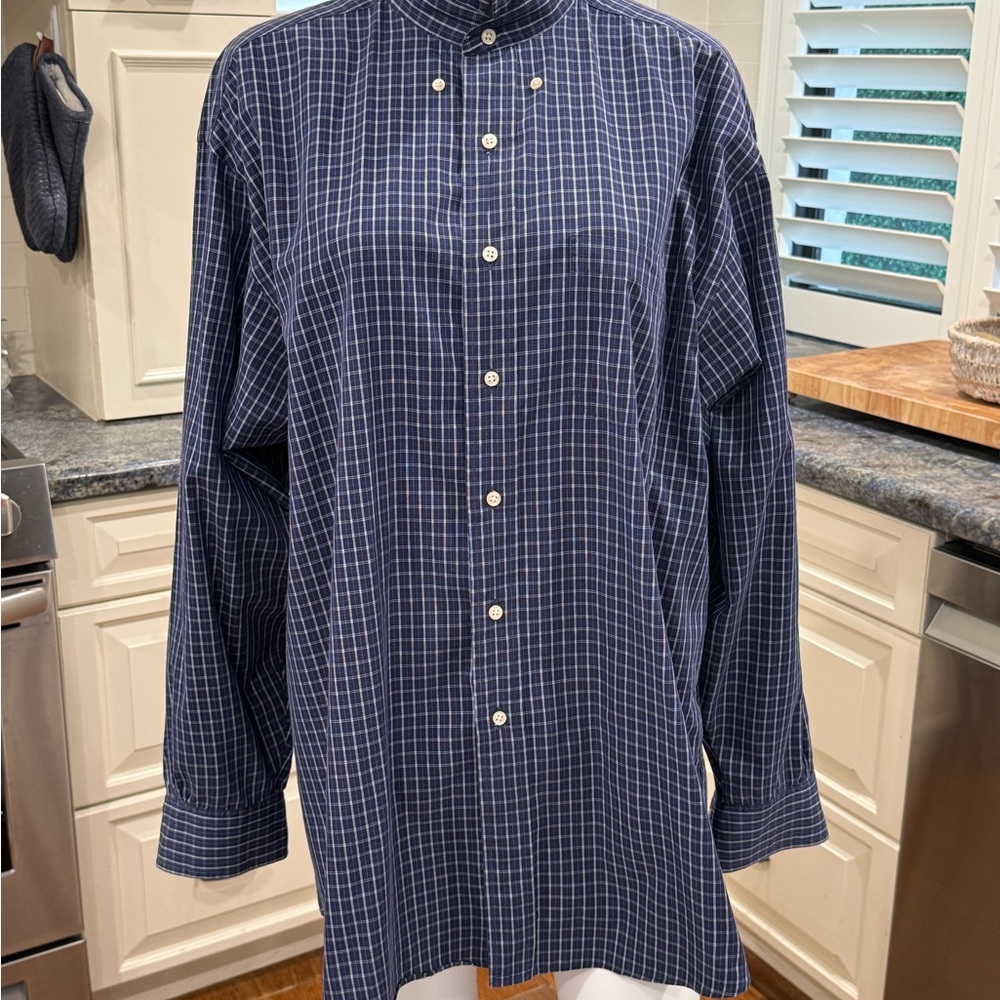 Brooks Brothers 100% Cotton Blue Checkered Button Down Shirt